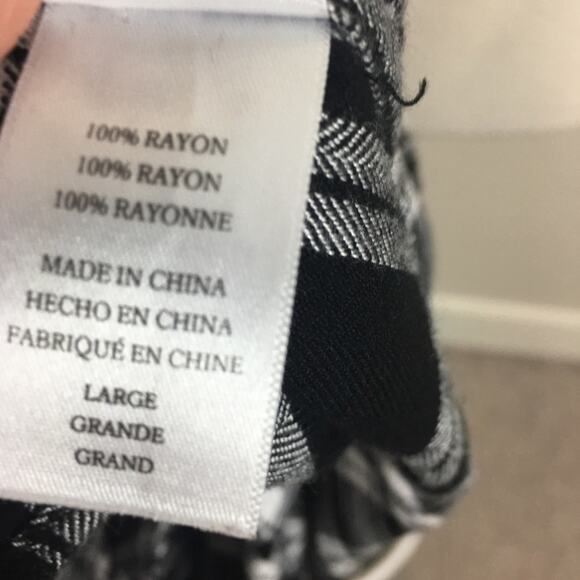 Rails Black White Plaid Soft Flannel Split Sides Duster Large - Picture 7 of 8